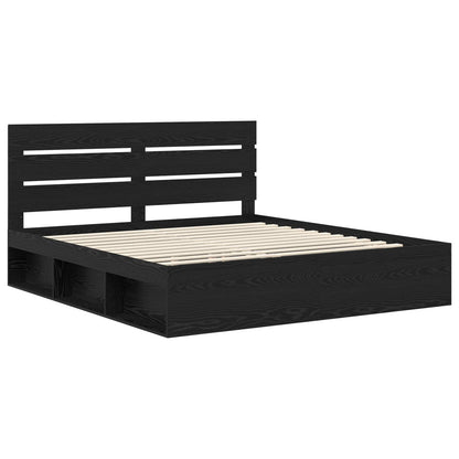 vidaXL Bettrahmen Schwarz 180 x 200 cm Massives Kiefernholz