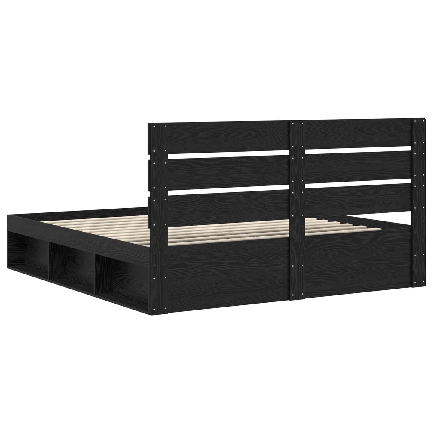 vidaXL Bettrahmen Schwarz 180 x 200 cm Massives Kiefernholz