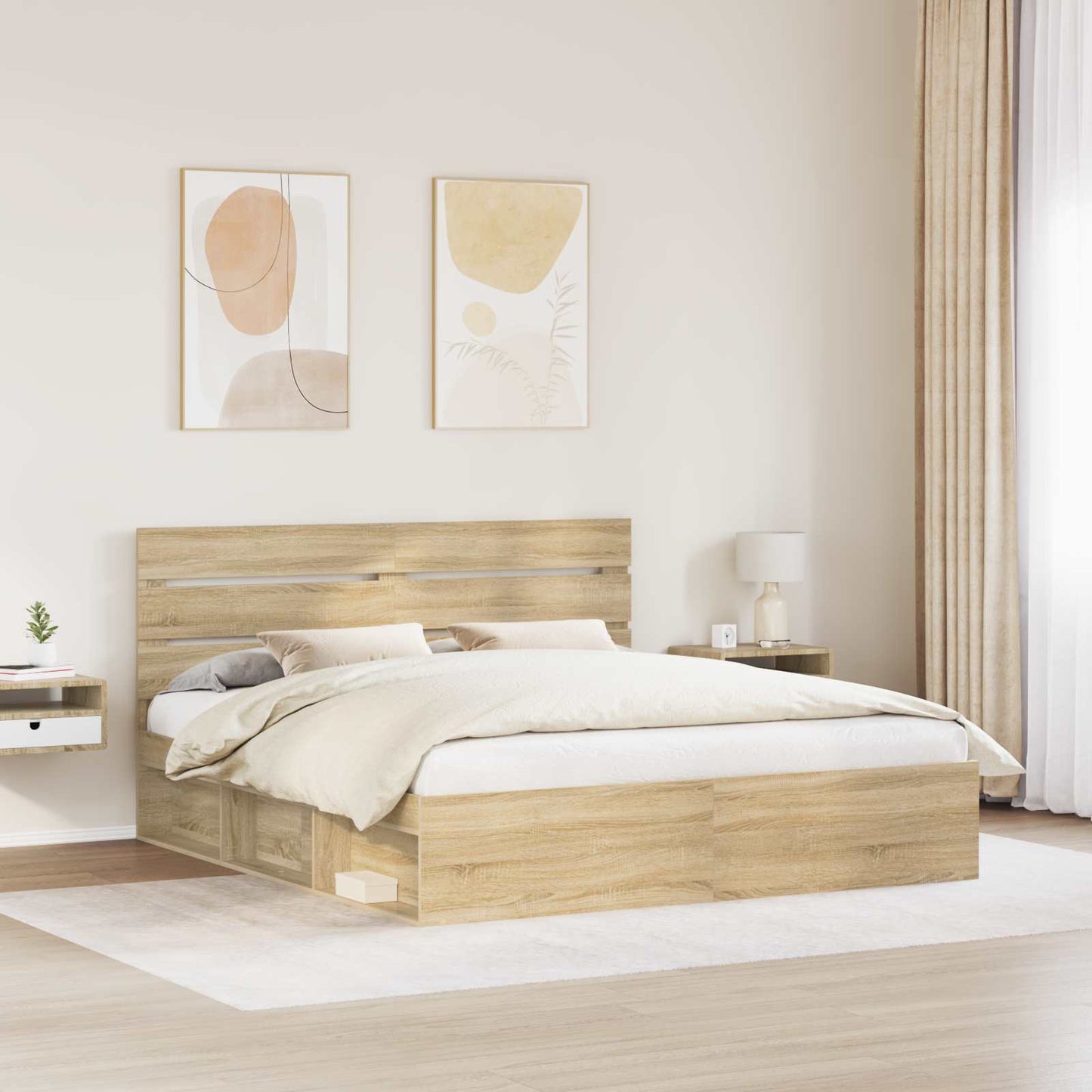 vidaXL Bettrahmen Sonoma 180 x 200 cm Massives Kiefernholz