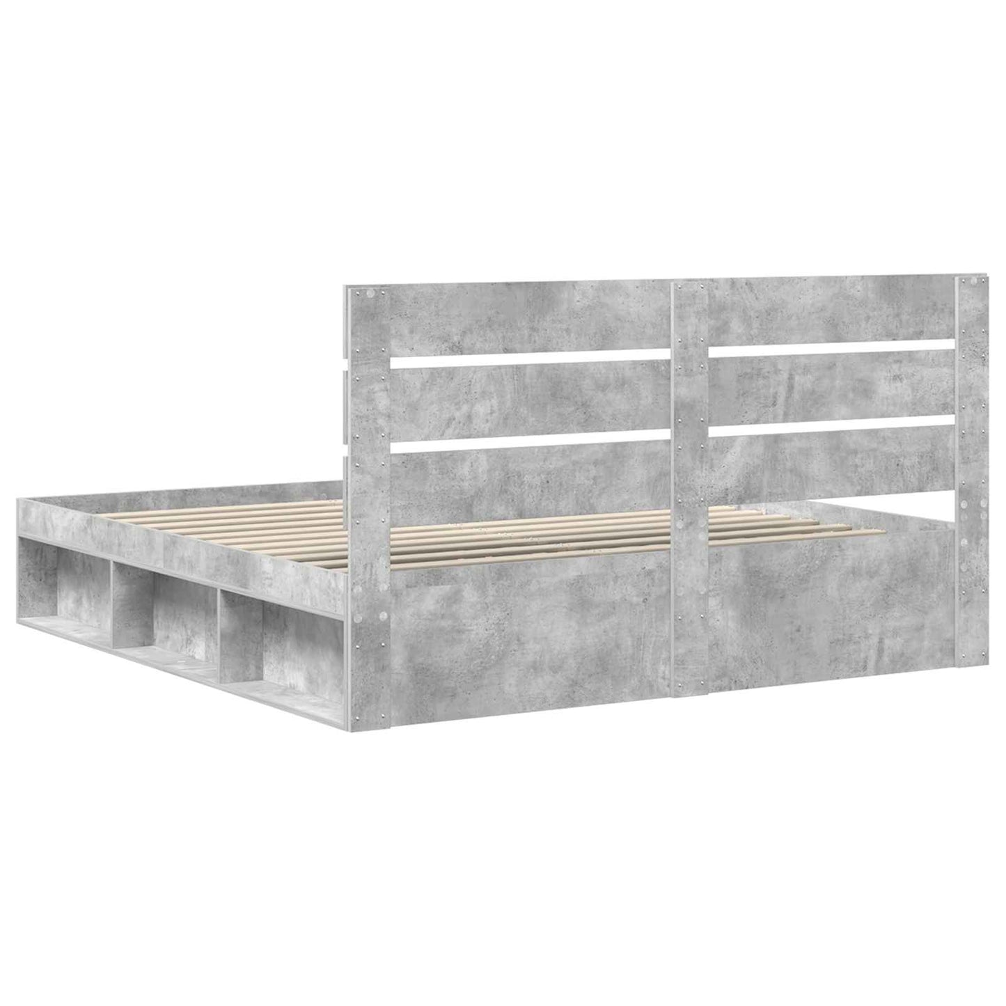vidaXL Cadre de lit avec tête de lit béton 180 x 200 cm Bois de pin massif