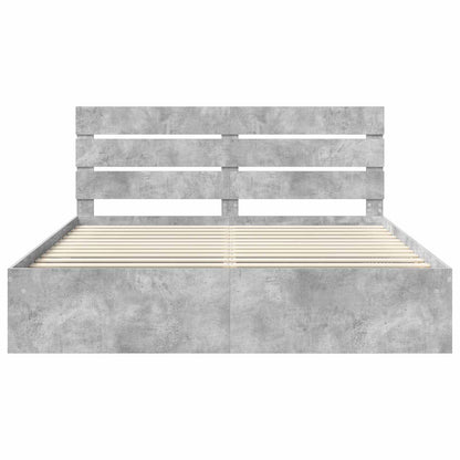 vidaXL Cadre de lit avec tête de lit béton 180 x 200 cm Bois de pin massif