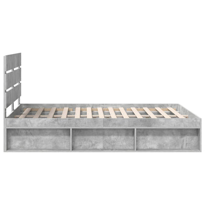 vidaXL Bettrahmen mit Kopfteil Beton 160 x 200 cm Massives Kiefernholz
