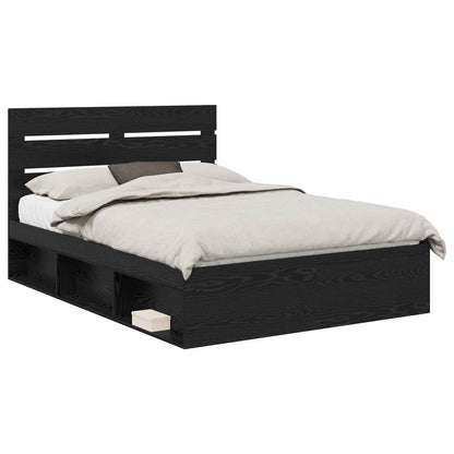 vidaXL Bettrahmen Schwarz 150 x 200 cm Massives Kiefernholz