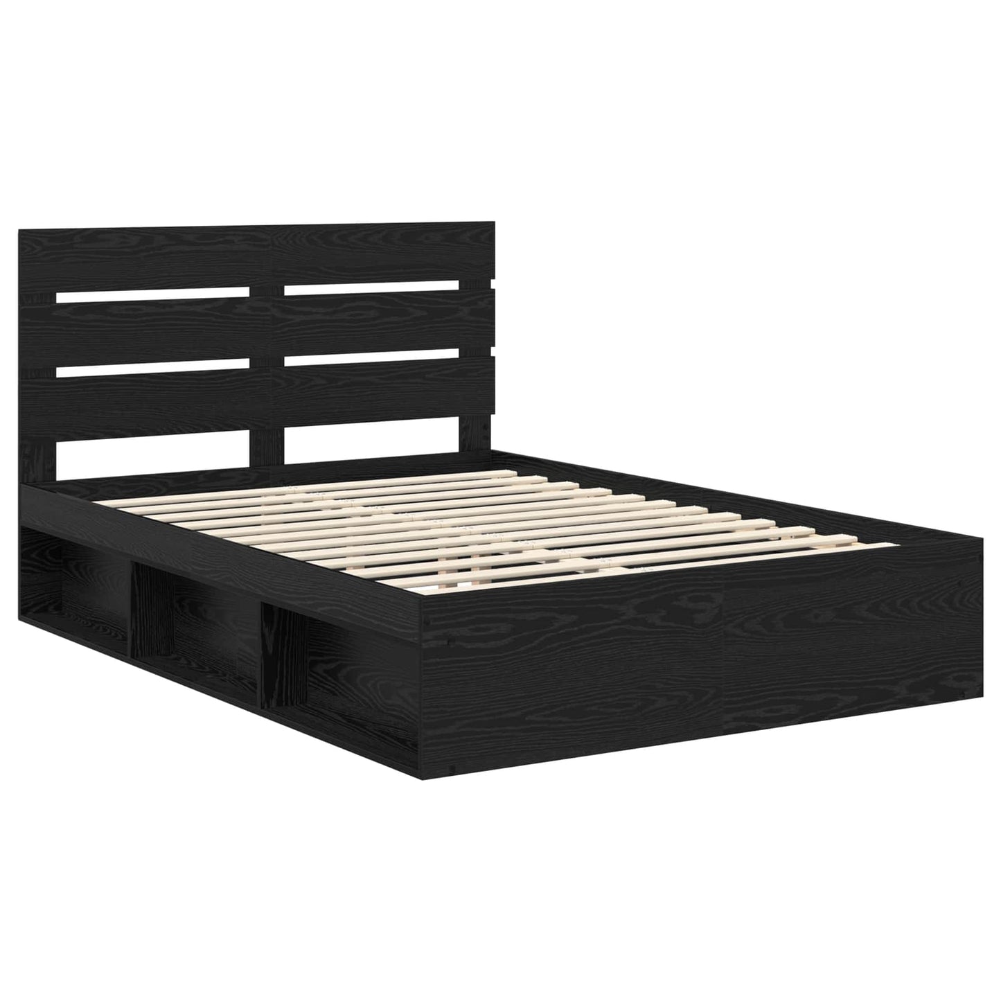 vidaXL Bettrahmen Schwarz 150 x 200 cm Massives Kiefernholz