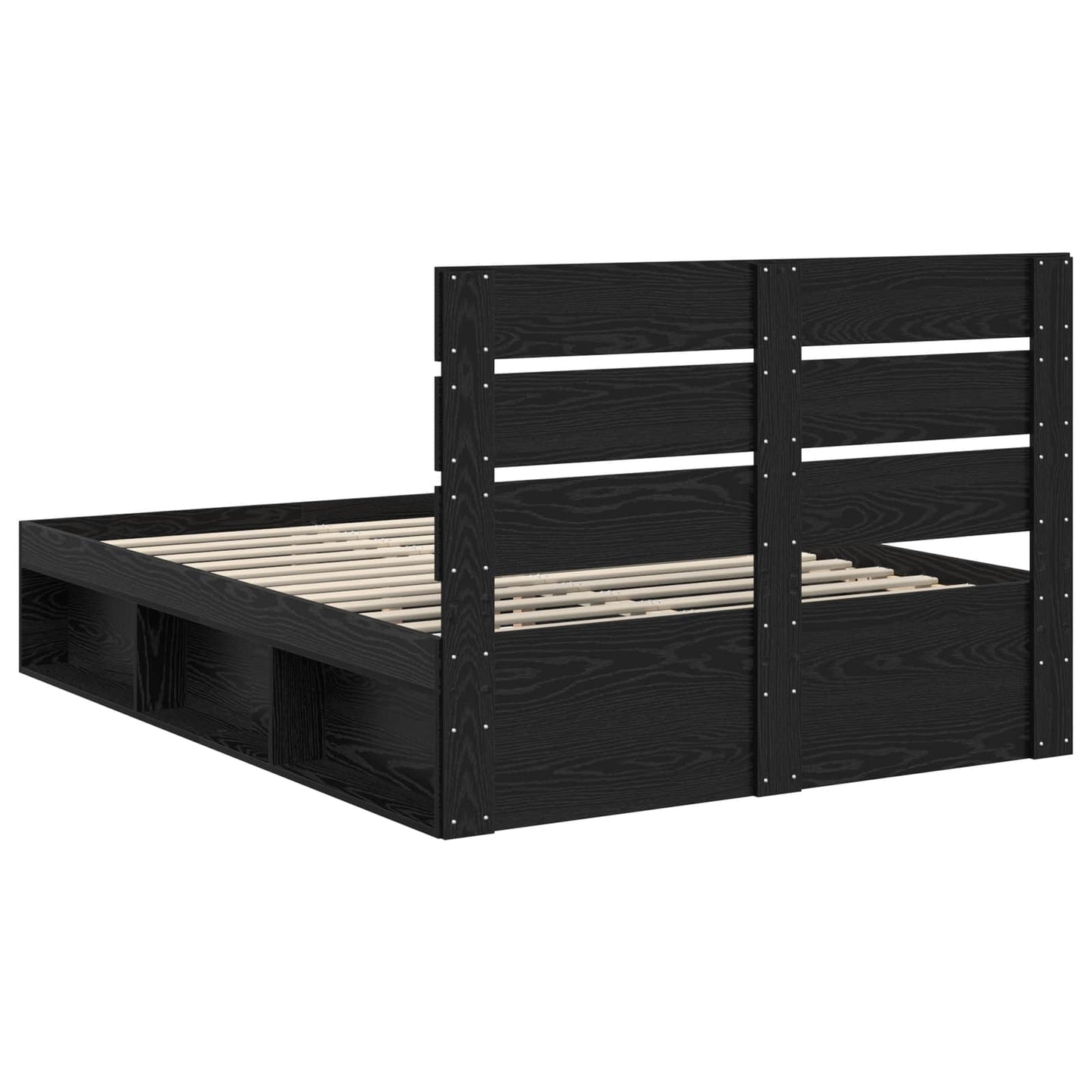 vidaXL Bettrahmen Schwarz 150 x 200 cm Massives Kiefernholz