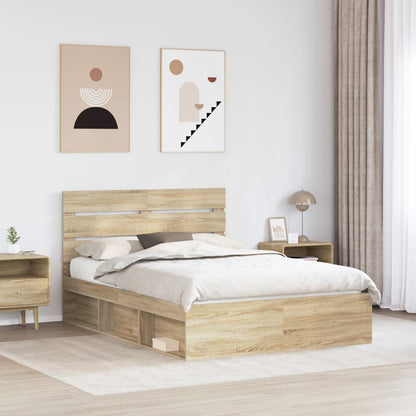 vidaXL Bettrahmen Sonoma-Eiche 150 x 200 cm Massives Kiefernholz