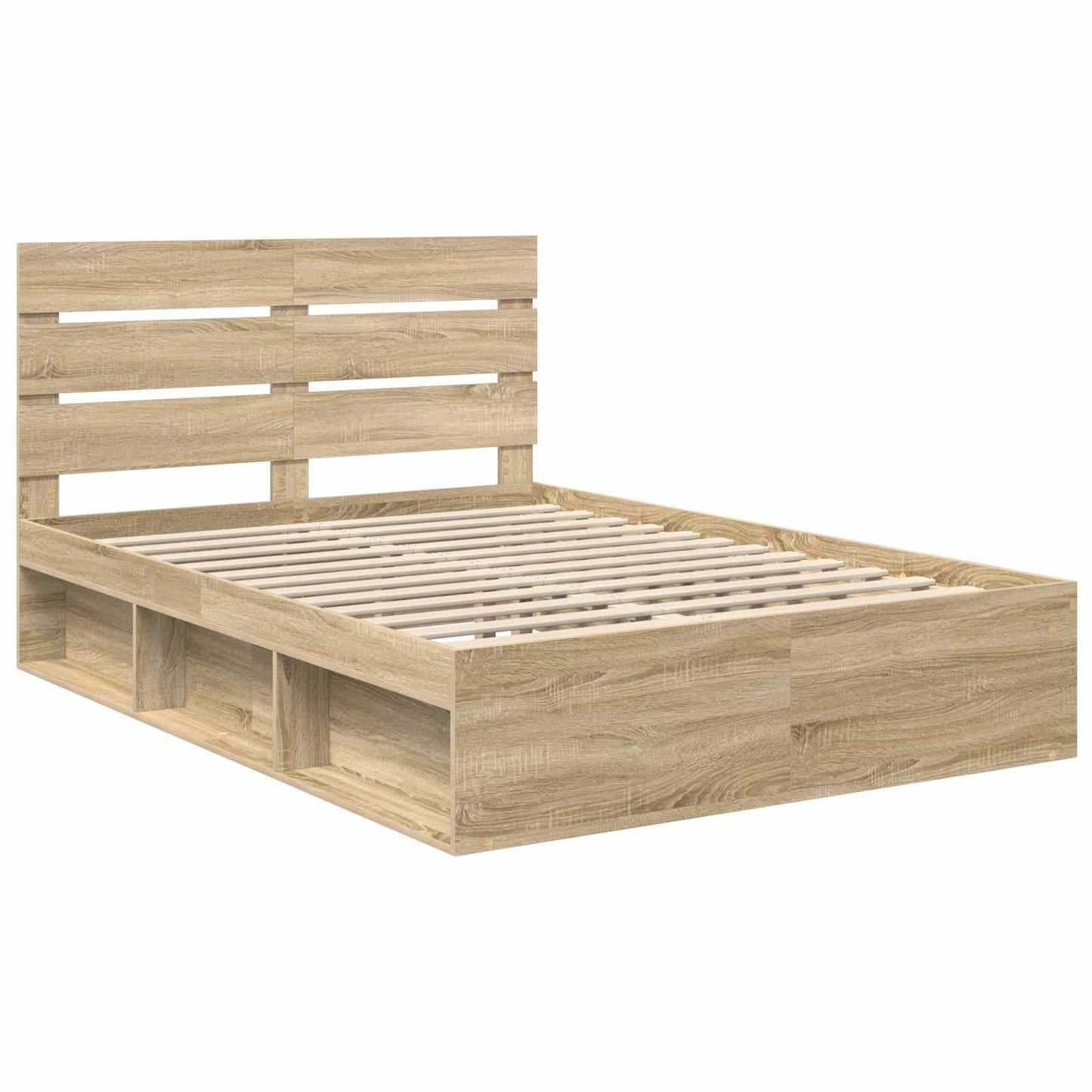 vidaXL Bettrahmen Sonoma-Eiche 150 x 200 cm Massives Kiefernholz
