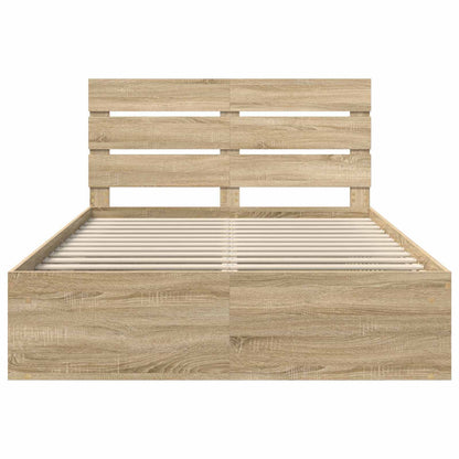 vidaXL Bettrahmen Sonoma-Eiche 150 x 200 cm Massives Kiefernholz
