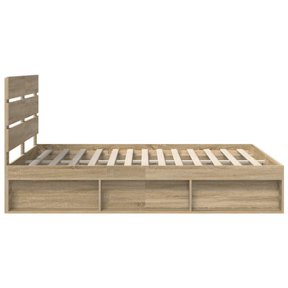 vidaXL Bettrahmen Sonoma-Eiche 150 x 200 cm Massives Kiefernholz