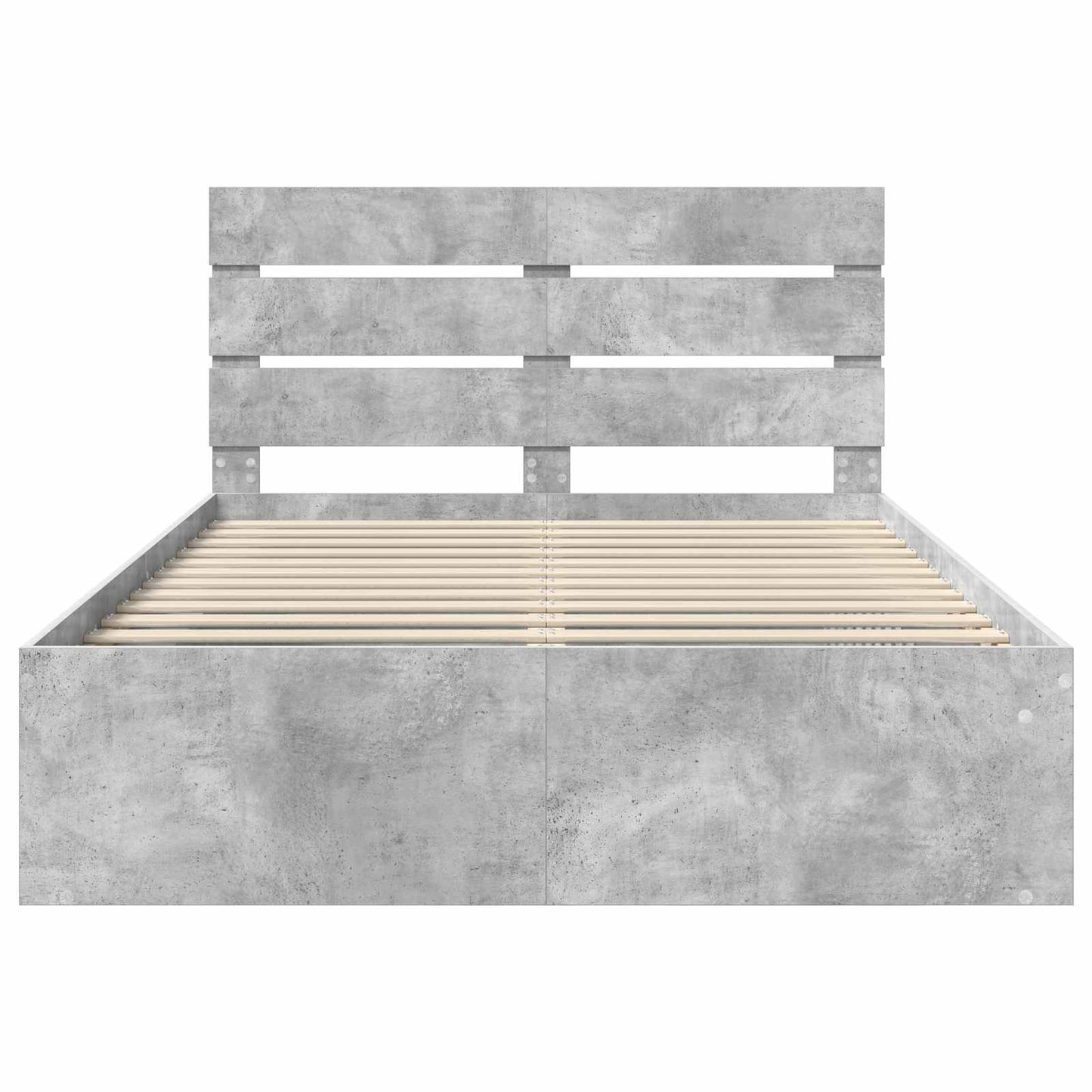 vidaXL Bettrahmen mit Kopfteil Beton 140 x 200 cm Massives Kiefernholz