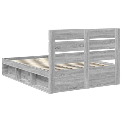 vidaXL Bettrahmen Graues Sonoma 140 x 200 cm Massives Kiefernholz