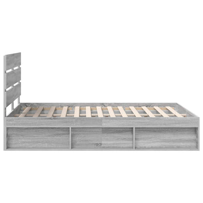 vidaXL Bettrahmen Graues Sonoma 140 x 200 cm Massives Kiefernholz