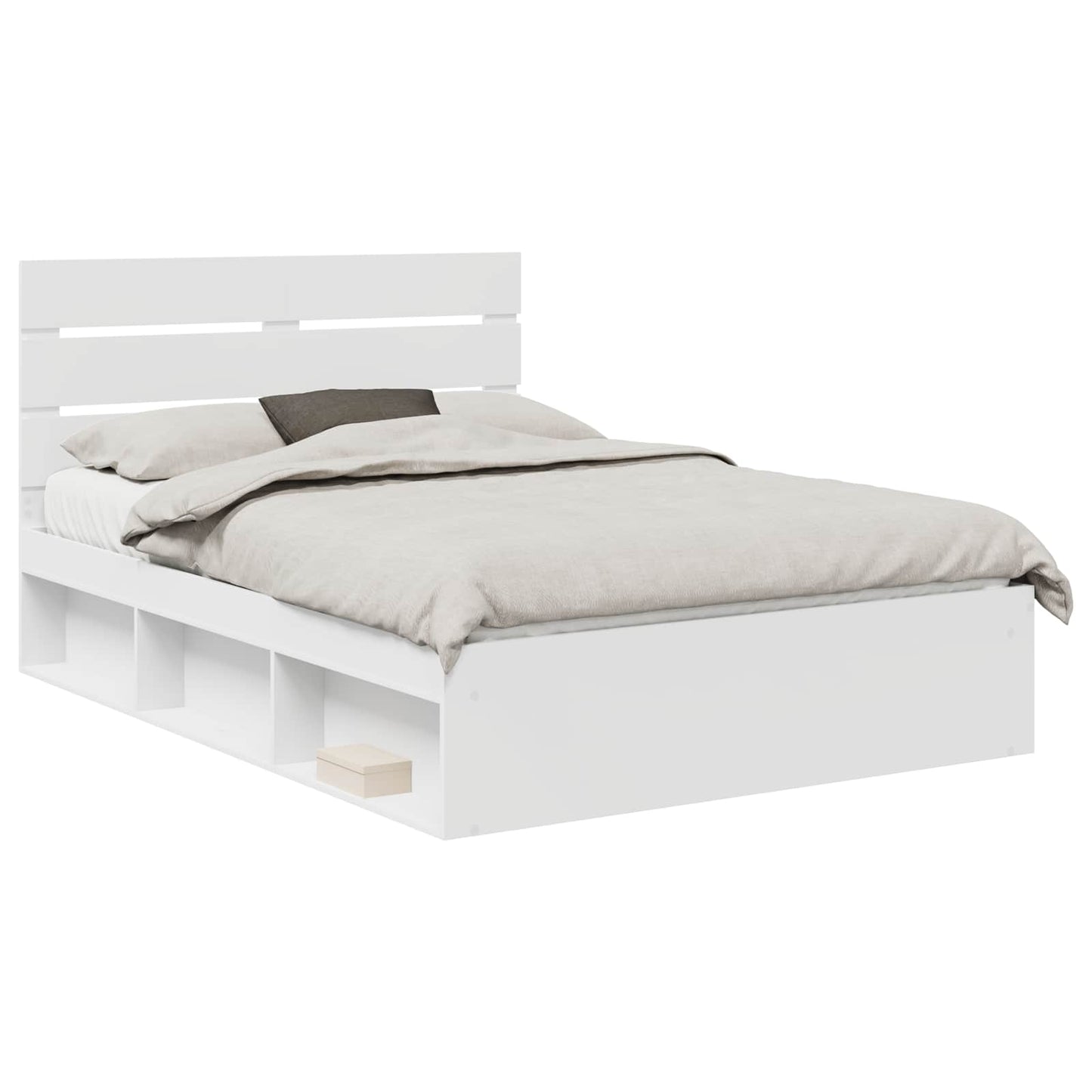 vidaXL Bettrahmen mit Kopfteil Weiß 140 x 190 cm Massives Kiefernholz
