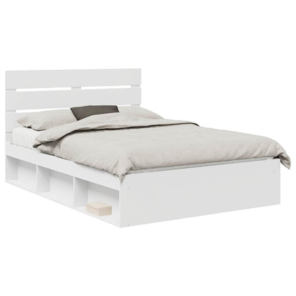 vidaXL Bettrahmen mit Kopfteil Weiß 140 x 190 cm Massives Kiefernholz