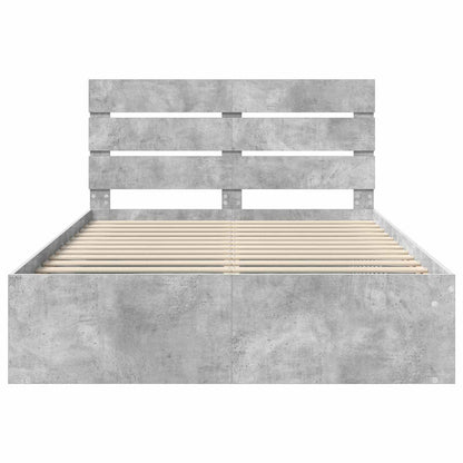 vidaXL Bettrahmen mit Kopfteil Beton 140 x 190 cm Massives Kiefernholz