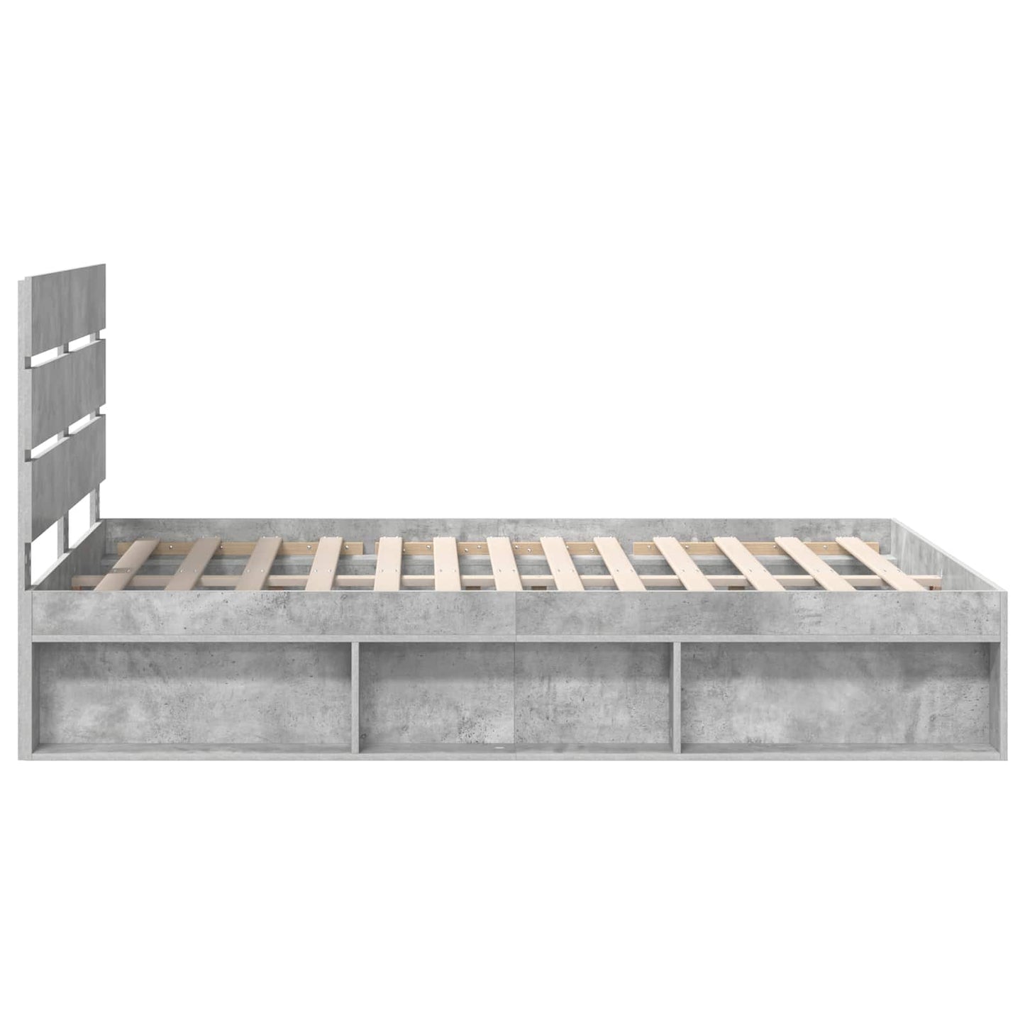 vidaXL Bettrahmen mit Kopfteil Beton 140 x 190 cm Massives Kiefernholz