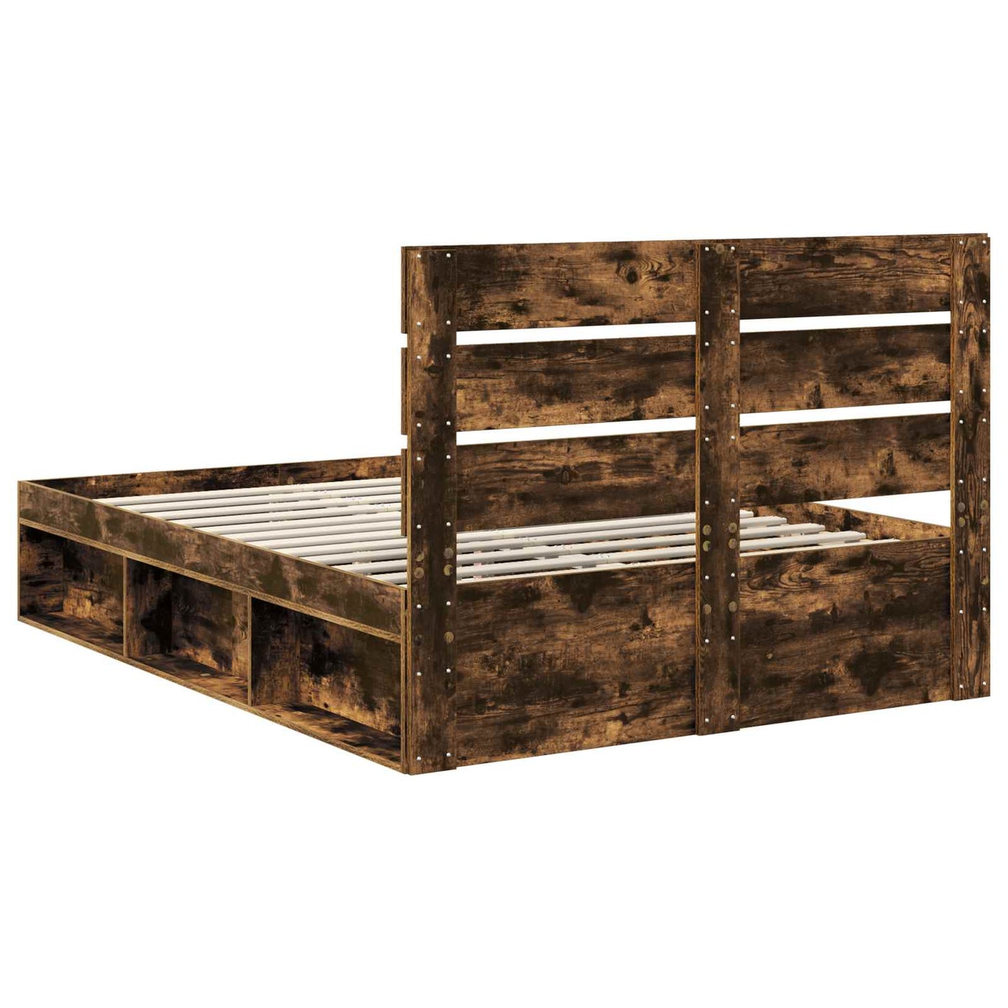 vidaXL Bettrahmen Geräucherte Eiche 140 x 190 cm Massives Kiefernholz