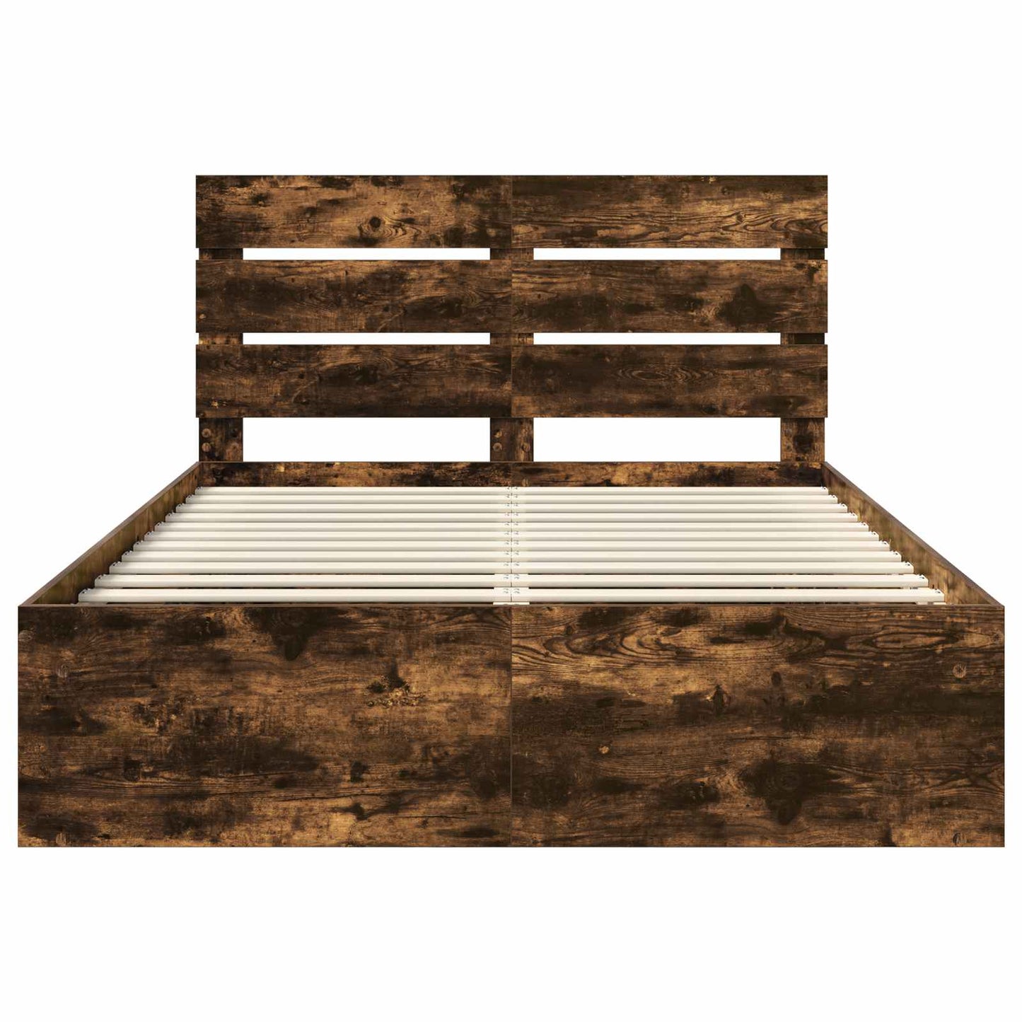 vidaXL Bettrahmen Geräucherte Eiche 140 x 190 cm Massives Kiefernholz