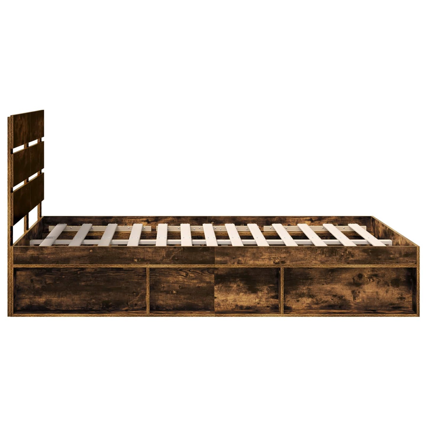 vidaXL Bettrahmen Geräucherte Eiche 140 x 190 cm Massives Kiefernholz