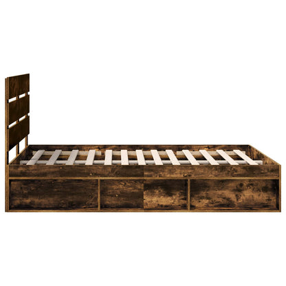 vidaXL Bettrahmen Geräucherte Eiche 140 x 190 cm Massives Kiefernholz