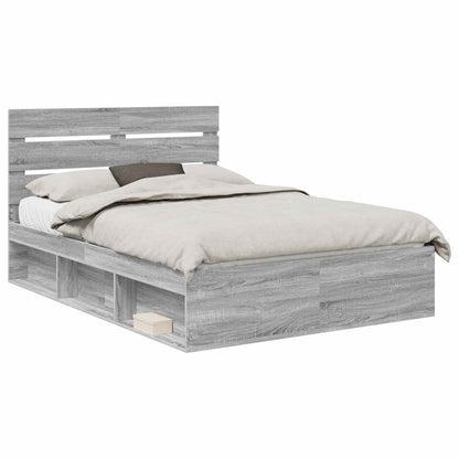 vidaXL Bettrahmen Graues Sonoma 140 x 190 cm Massives Kiefernholz