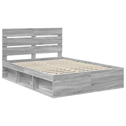 vidaXL Bettrahmen Graues Sonoma 140 x 190 cm Massives Kiefernholz
