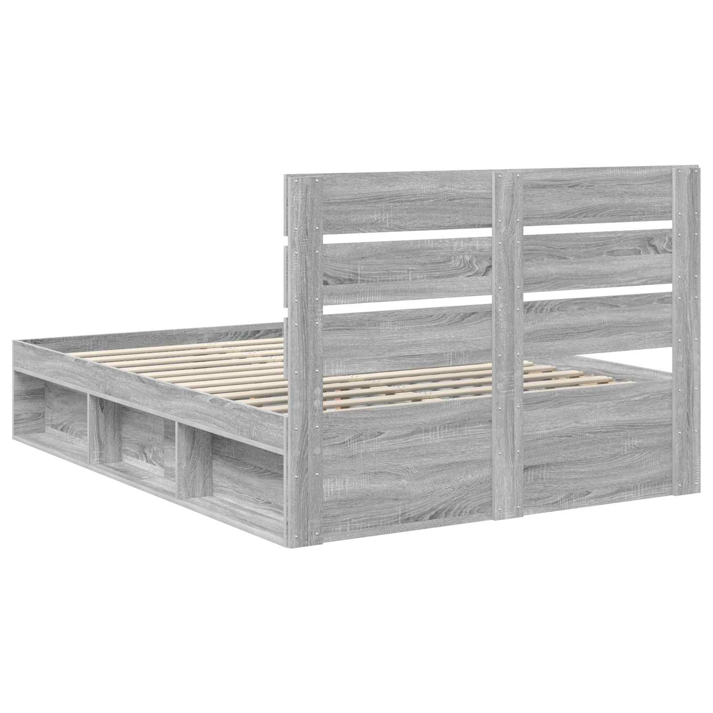 vidaXL Bettrahmen Graues Sonoma 140 x 190 cm Massives Kiefernholz