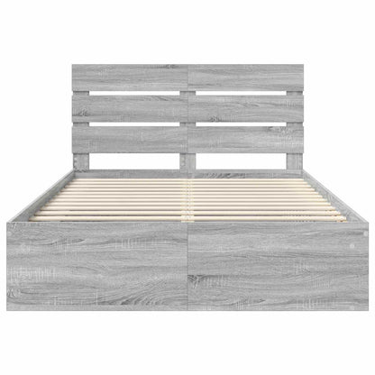 vidaXL Bettrahmen Graues Sonoma 140 x 190 cm Massives Kiefernholz