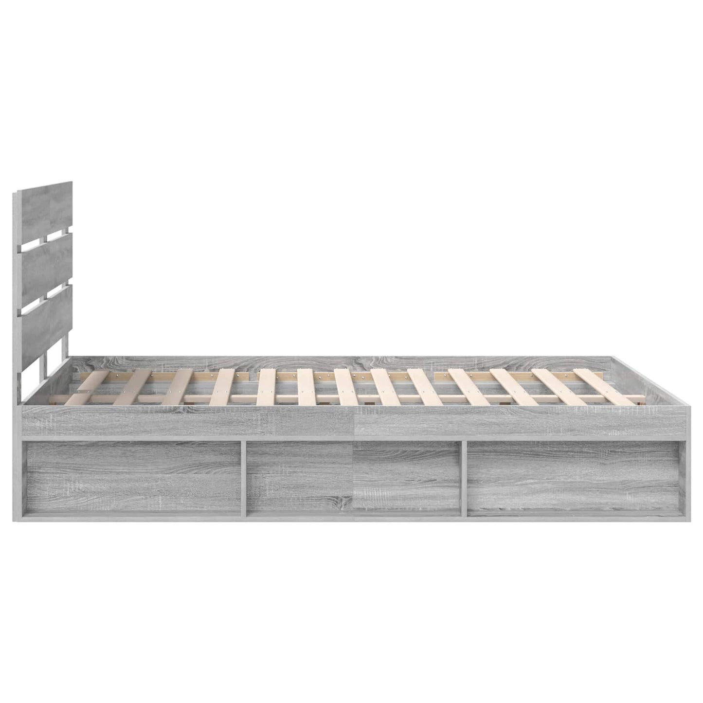 vidaXL Bettrahmen Graues Sonoma 140 x 190 cm Massives Kiefernholz