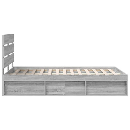 vidaXL Bettrahmen Graues Sonoma 135 x 190 cm Massives Kiefernholz
