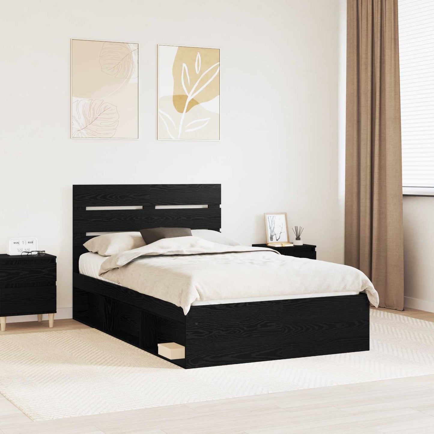 vidaXL Cadre de lit noir 120 x 200 cm en pin massif