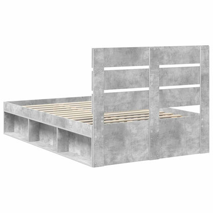 vidaXL Bettrahmen mit Kopfteil Beton 120 x 200 cm Massives Kiefernholz