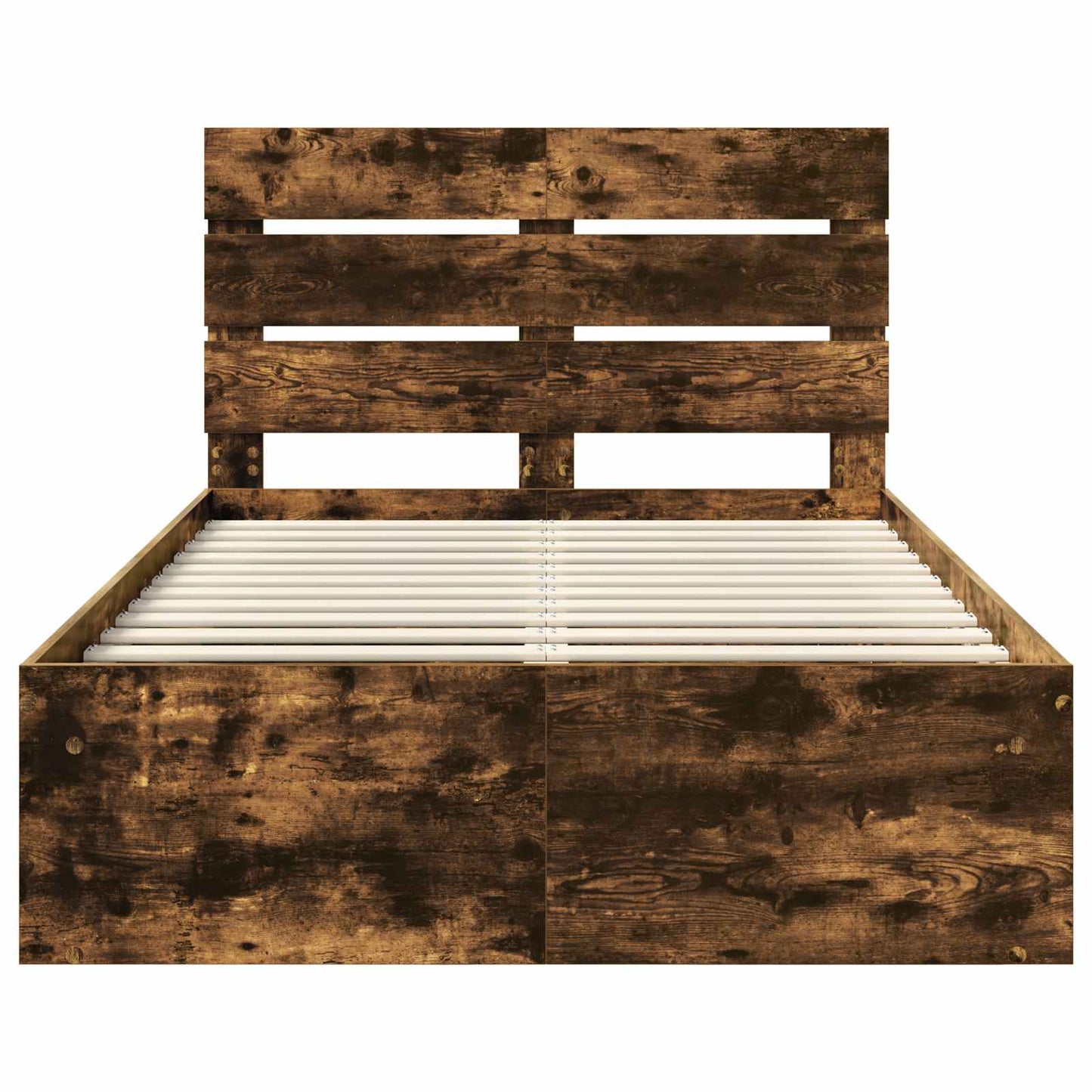 vidaXL Bettrahmen Geräucherte Eiche 120 x 200 cm Massives Kiefernholz