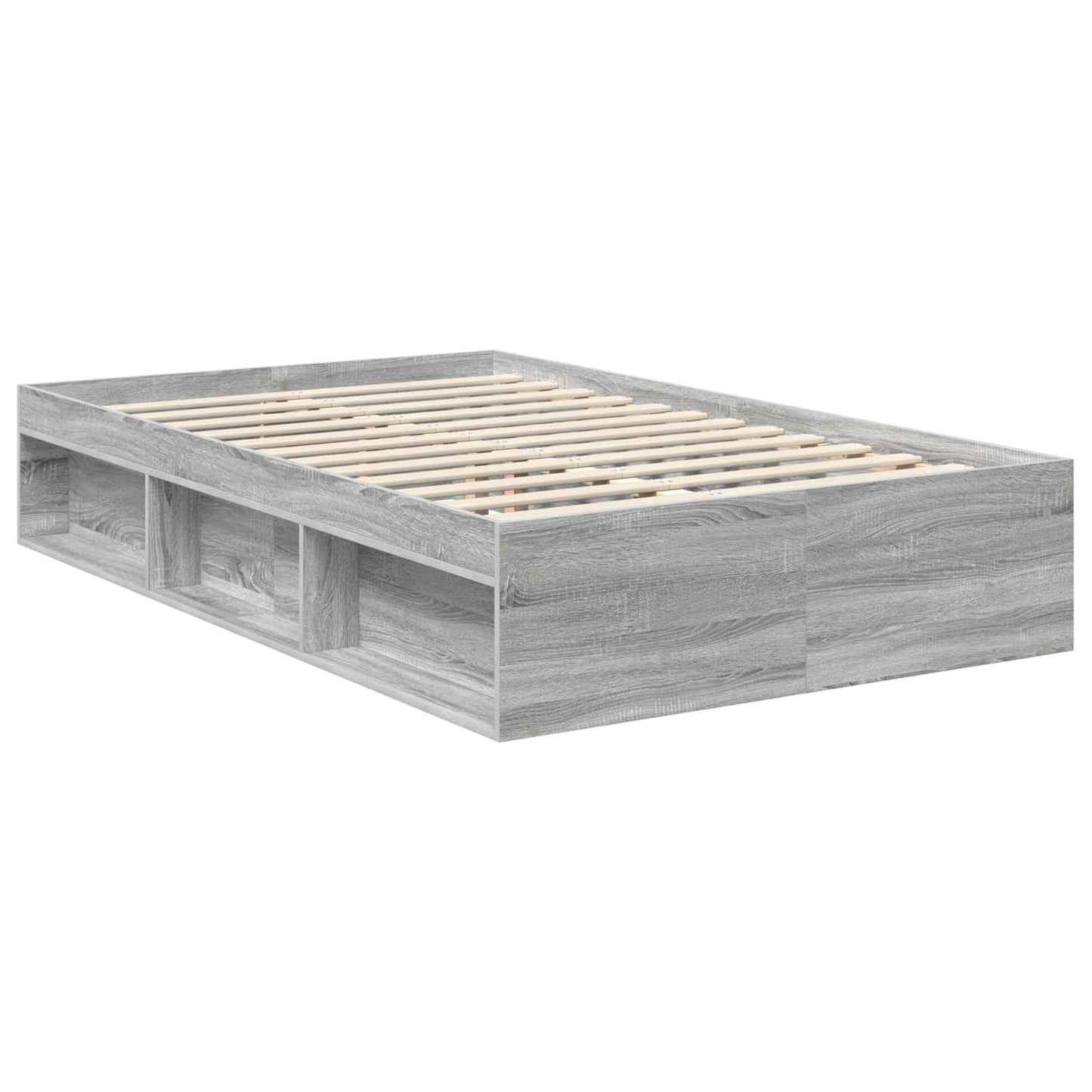 vidaXL Bettrahmen Graues Sonoma 120 x 200 cm Massives Kiefernholz