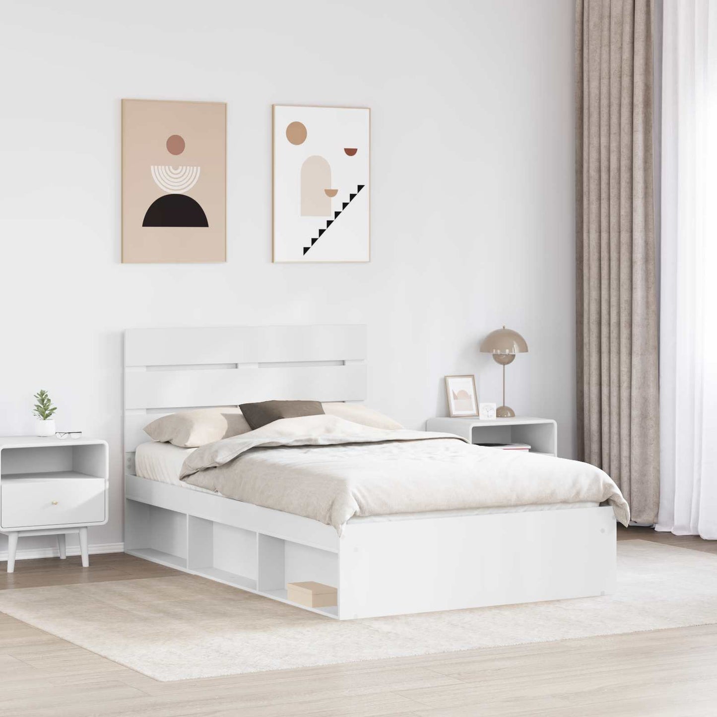 vidaXL Bettrahmen mit Kopfteil Weiß 120 x 190 cm Massives Kiefernholz
