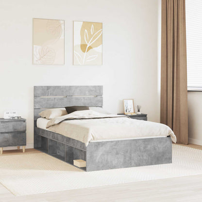 vidaXL Bettrahmen mit Kopfteil Beton 120 x 190 cm Massives Kiefernholz