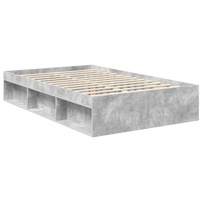 vidaXL Bettrahmen mit Kopfteil Beton 120 x 190 cm Massives Kiefernholz