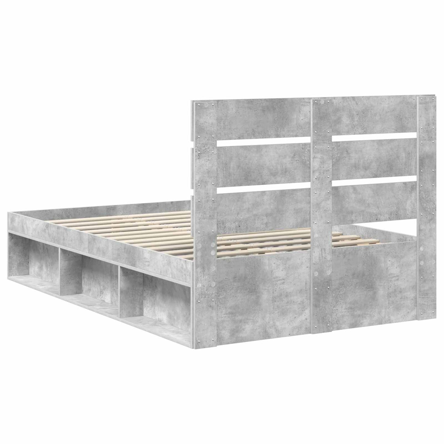 vidaXL Bettrahmen mit Kopfteil Beton 120 x 190 cm Massives Kiefernholz