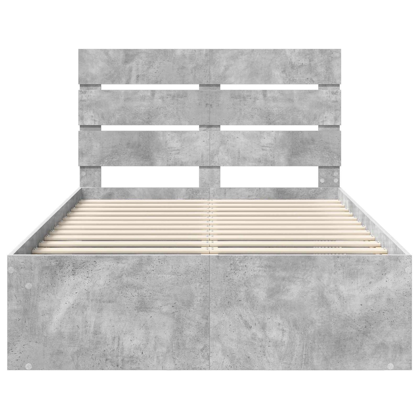 vidaXL Bettrahmen mit Kopfteil Beton 120 x 190 cm Massives Kiefernholz