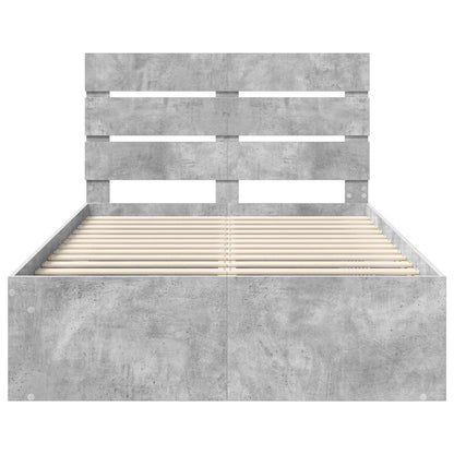 vidaXL Bettrahmen mit Kopfteil Beton 120 x 190 cm Massives Kiefernholz
