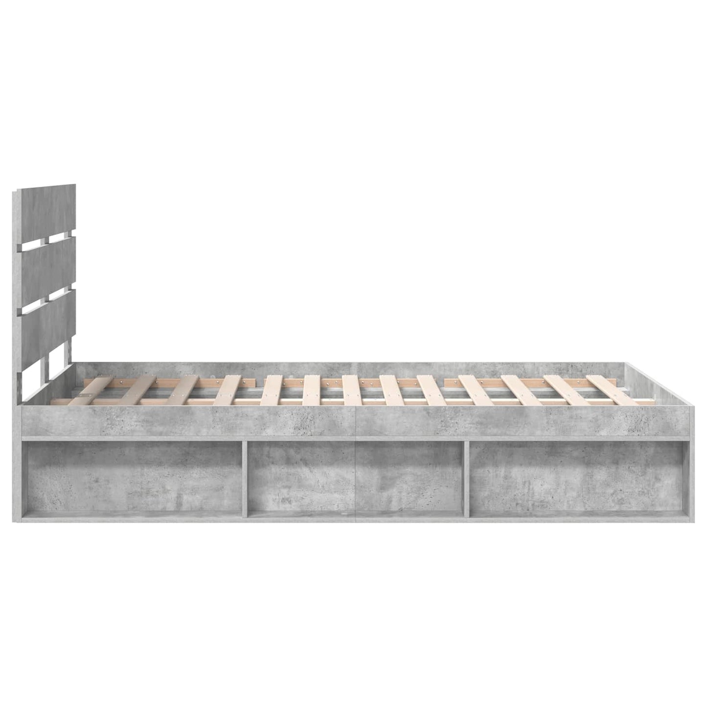 vidaXL Bettrahmen mit Kopfteil Beton 120 x 190 cm Massives Kiefernholz