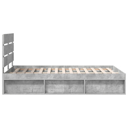 vidaXL Bettrahmen mit Kopfteil Beton 120 x 190 cm Massives Kiefernholz