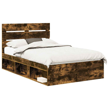 vidaXL Cadre de lit Chêne fumé 120 x 190 cm Pin massif