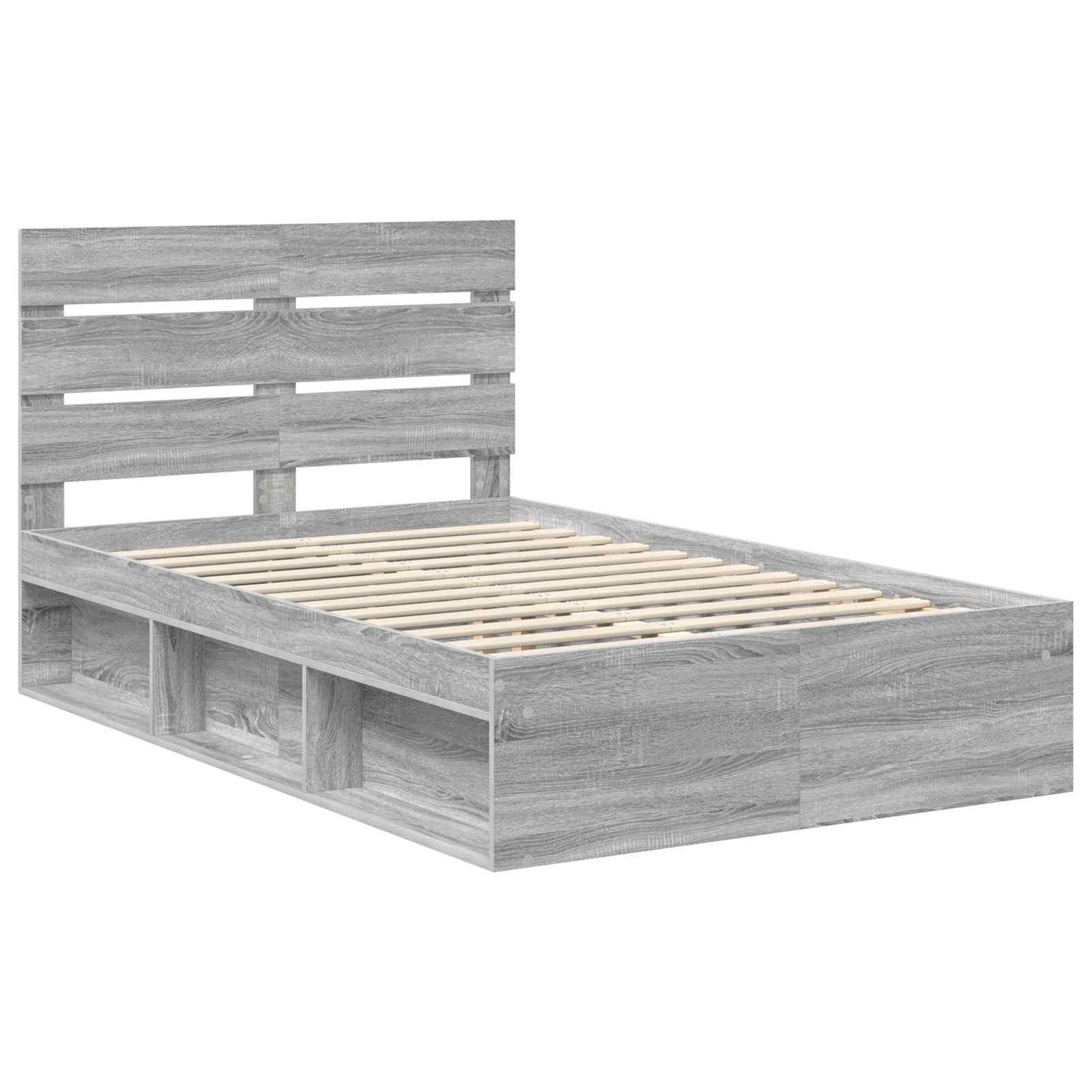 vidaXL Bettrahmen Graues Sonoma 120 x 190 cm Massives Kiefernholz