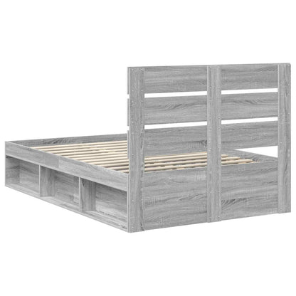 vidaXL Bettrahmen Graues Sonoma 120 x 190 cm Massives Kiefernholz