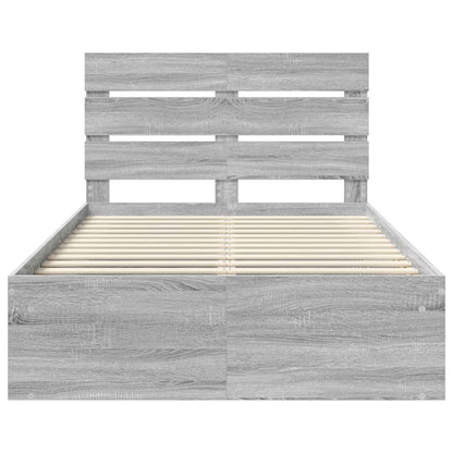 vidaXL Bettrahmen Graues Sonoma 120 x 190 cm Massives Kiefernholz