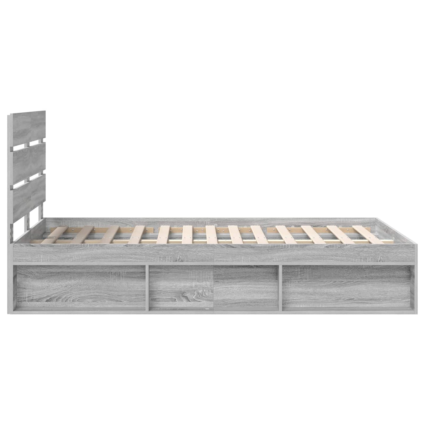 vidaXL Bettrahmen Graues Sonoma 120 x 190 cm Massives Kiefernholz