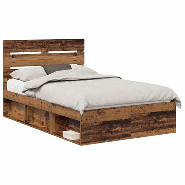 vidaXL Cadre de lit bois de récupération 120 x 190 cm Bois de pin massif