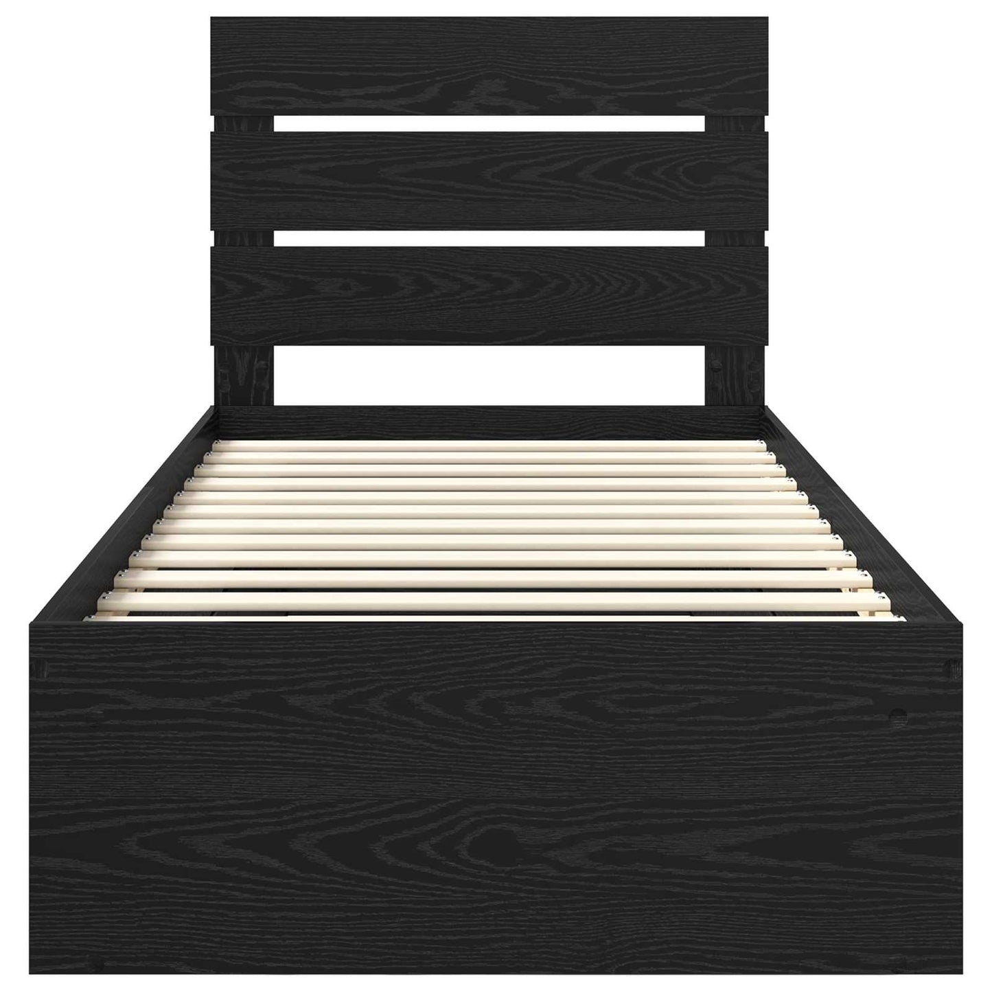 Bettrahmen Schwarz 100 x 200 cm Massives Kiefernholz