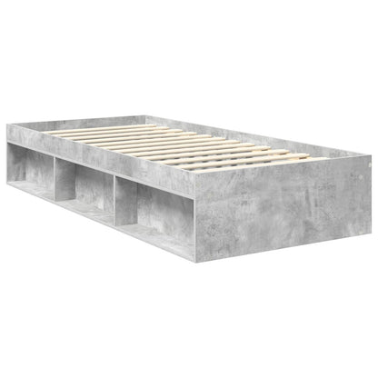 vidaXL Bettrahmen mit Kopfteil Beton 90 x 200 cm Massives Kiefernholz